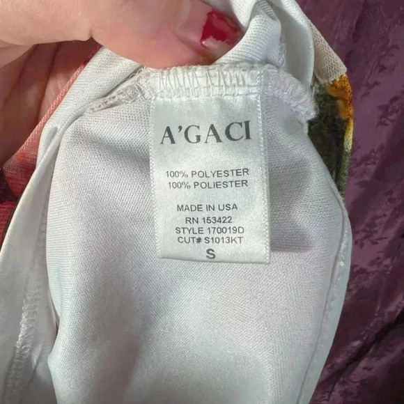 y2k Vintage A'Gaci Tropical Floral Cowl Neck Bodycon Dress Mesh Size S - Picture 6 of 6